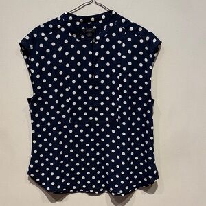 J Crew blue and white polka dot blouse size MP